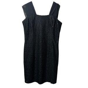 Vintage Jessica McClintock Gunne Sax Black Lace‎ Dress 15/16 USA Cocktail Midi